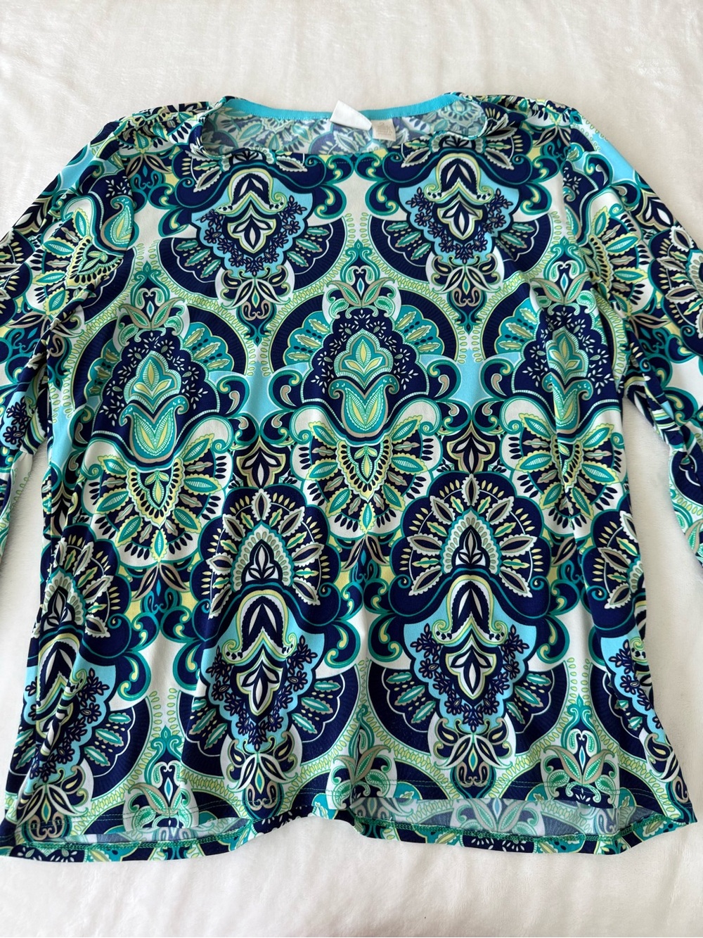 Chicos 2 Size Large Green Blue Blouse D86